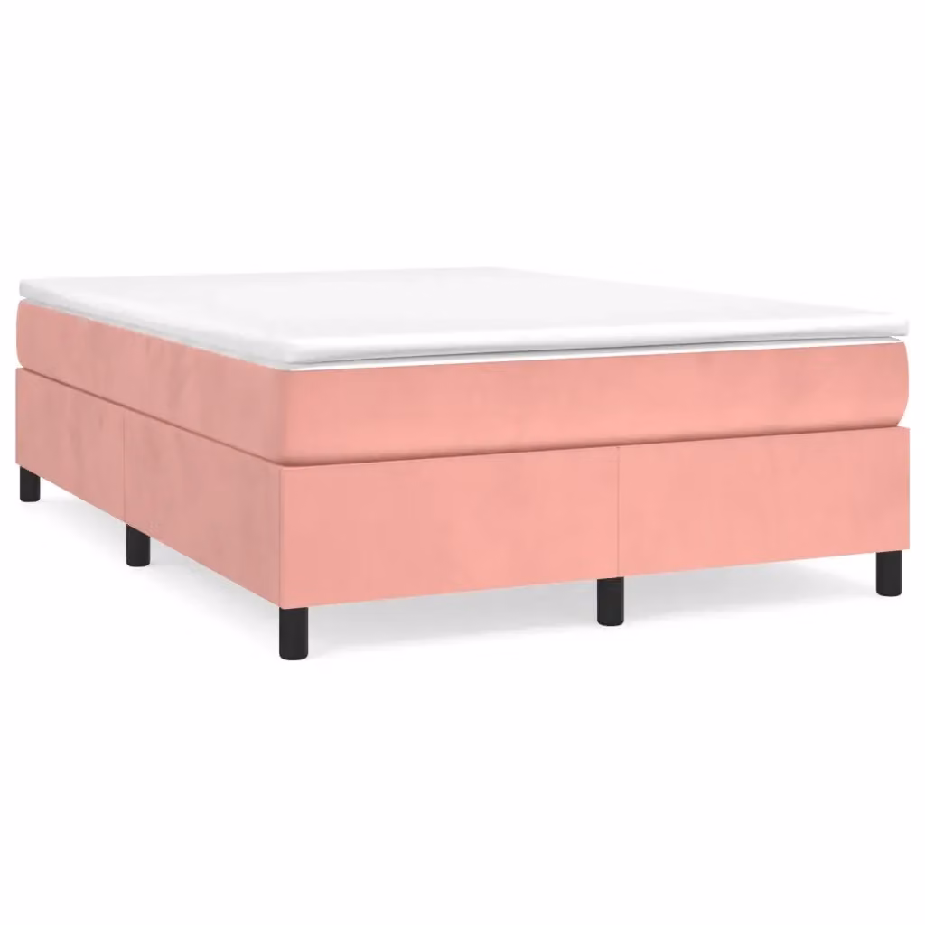 Struttura Letto con Rete a Doghe Cambrate in Velluto Rosa L: 140 cm, P: 200 cm, H: 35 cm – 2