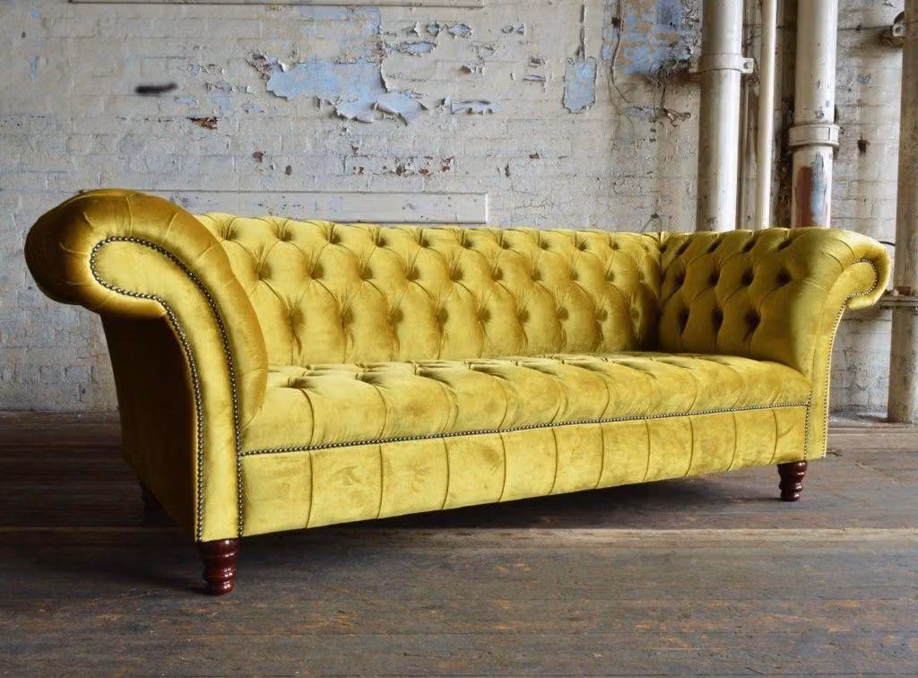 Chesterfield Design Luxus Polster Sofa Couch Sitz Garnitur Leder #185