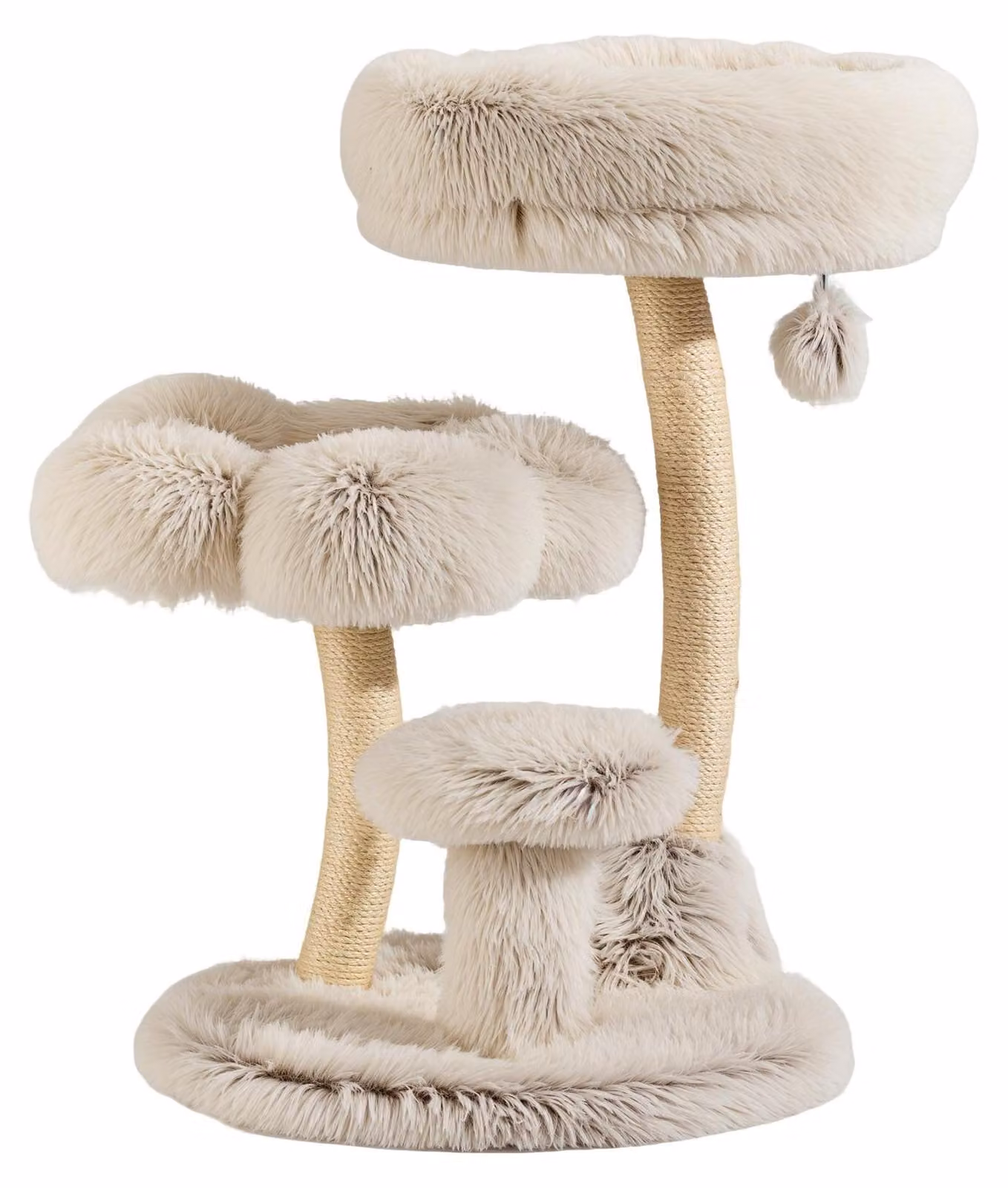 Albero per gatti in peluche e sisal, dimensioni 49 x 49 x 74 cm, con pallina giocattolo, ideale per gatti attivi