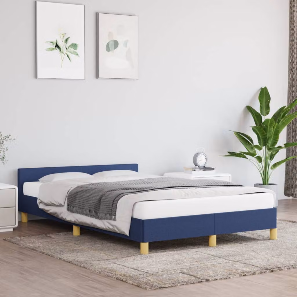 Giroletto vidaXL blu in tessuto con struttura in legno e MDF, L/P/H: 120 x 193 x 126 cm