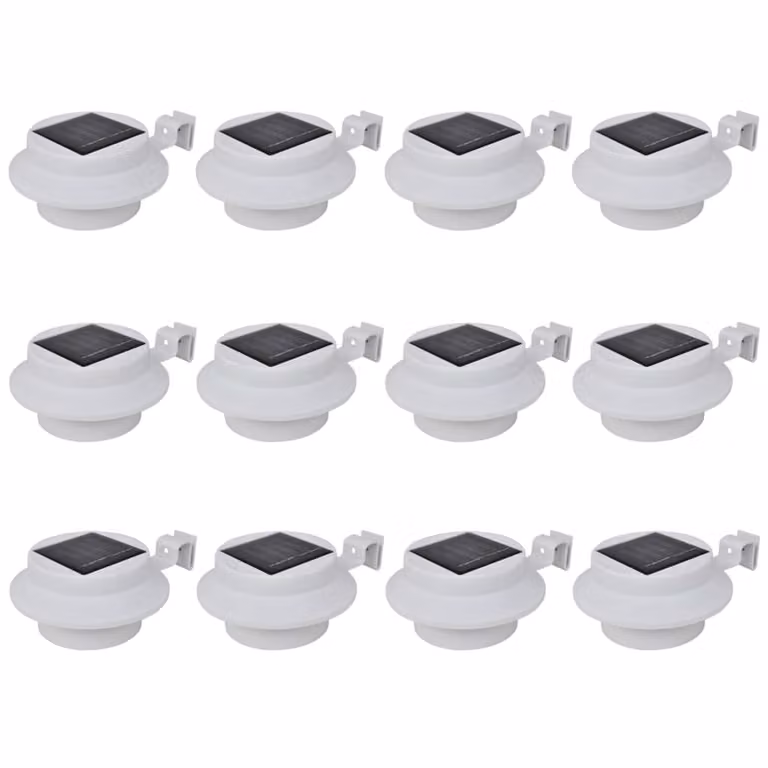 The Living Store Luci solari da esterno per recinzione 12 pz. LED Bianco