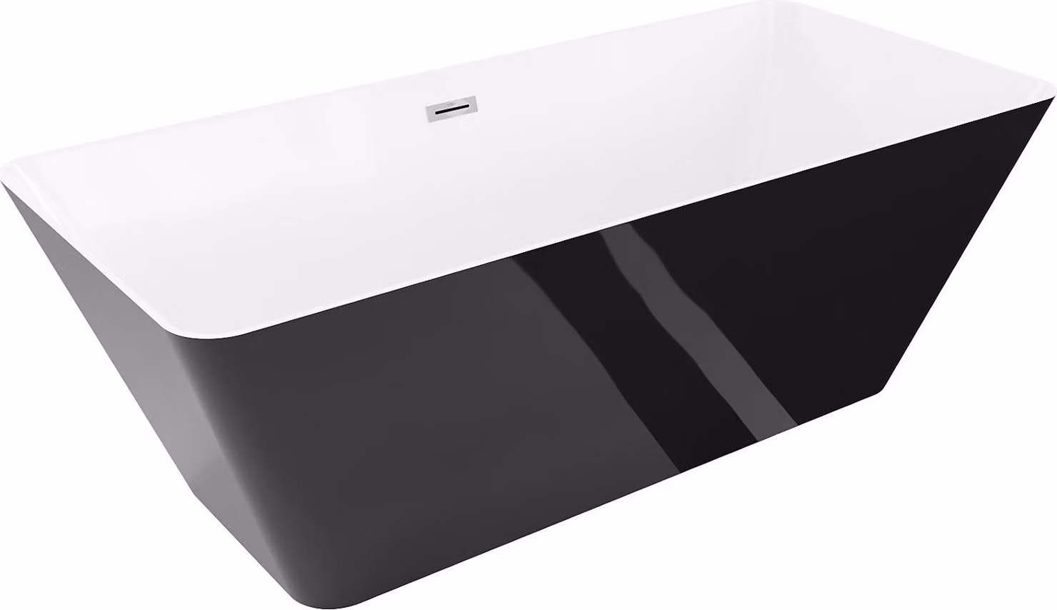 Mexen Velo Slim vasca da bagno autoportante 170 x 75 cm, bianco/nero, troppopieno cromato - 52811707575-01