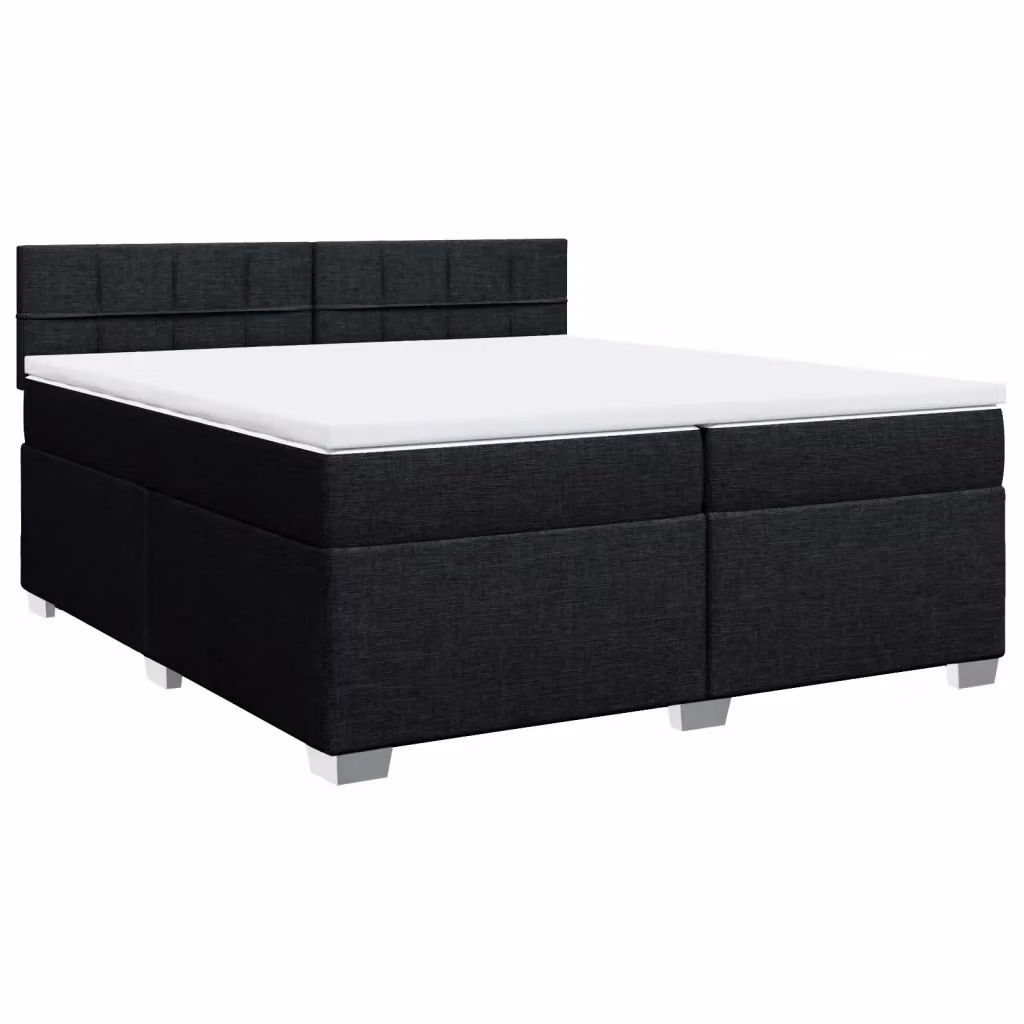 Letto Ibrido vidaXL con Giroletto a Molle e Materasso in Tessuto Nero e Bianco L/P: 200 x 200 cm – 2