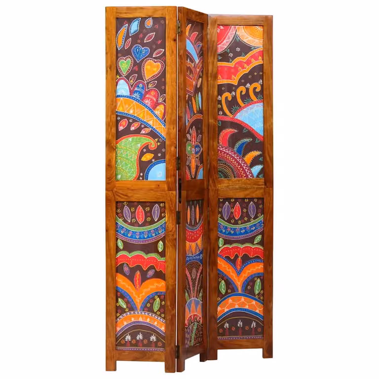 Divider per stanze vidaXL in legno di acacia, Marrone e multicolore, L 105 x P 1,5 x H 180 cm
