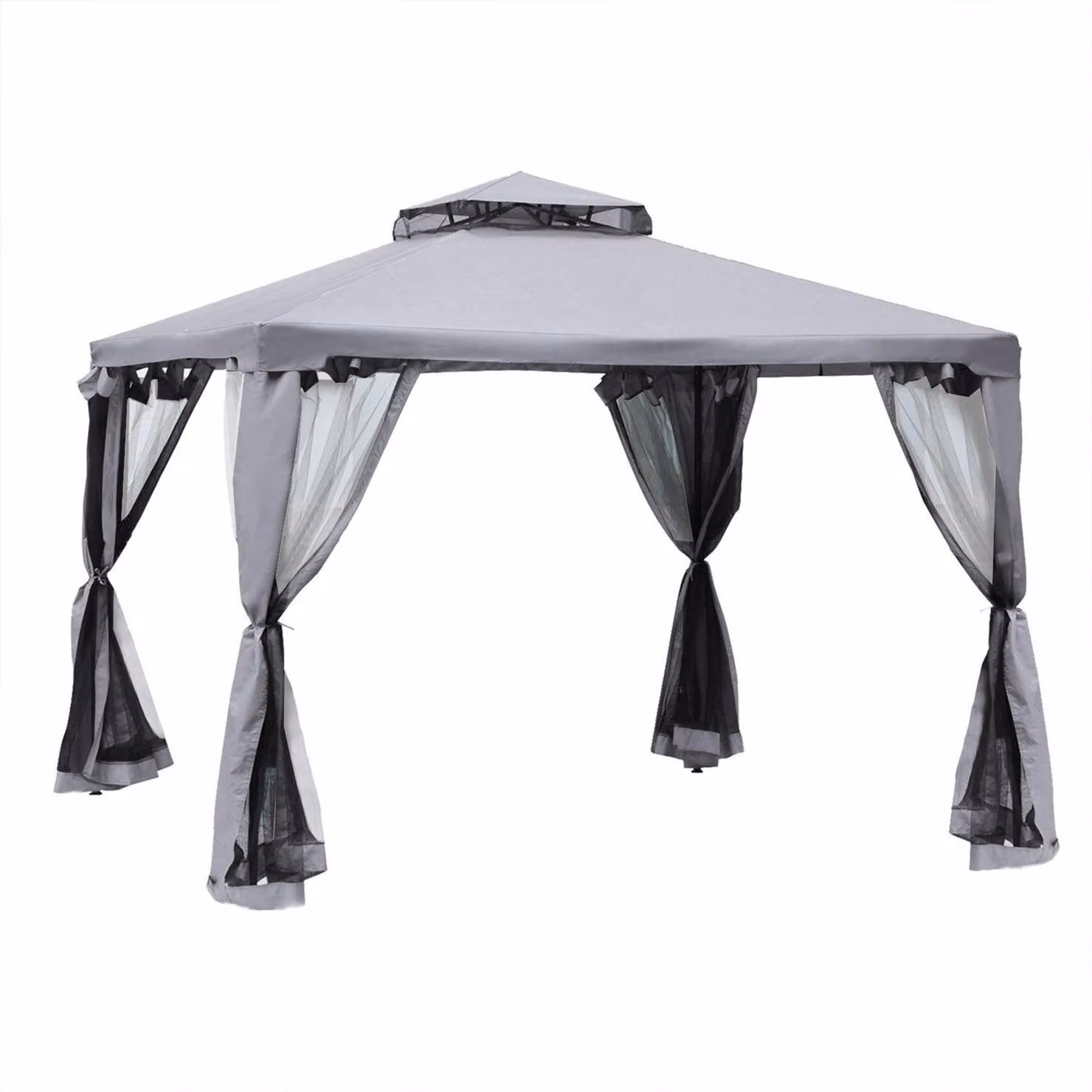 Padiglione Da Giardino Gazebo Tenda Da Giardino Tenda Da Festa Con 4 Pareti Laterali Resistente Alle Intemperie Metallo Poliestere Grigio Chiaro 3 X 3 X 2,6 M