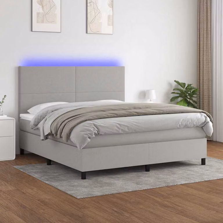 Letto Ibrido con Materasso e Illuminazione LED vidaXL Grigio Chiaro L/P/H: 180 x 200 x 128 cm