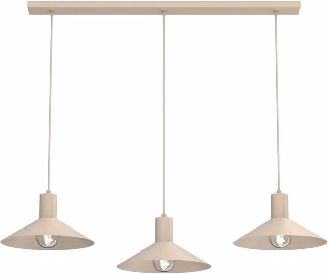 Lampadario sospeso Nox con 3 luci E27 in metallo beige per cucina, soggiorno o sala da pranzo – 1