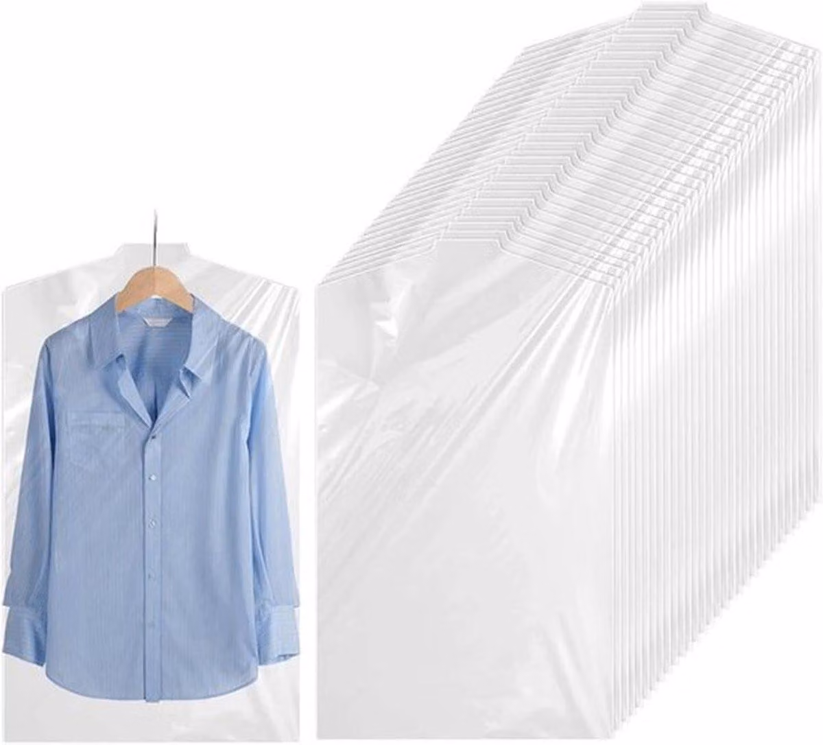 Sacchetti trasparenti per abiti, dimensioni 60 x 100 cm, confezione da 30 pezzi. Resistenti e antipolvere, ideali per la conservazione e la protezione di abiti, camicie e giacche