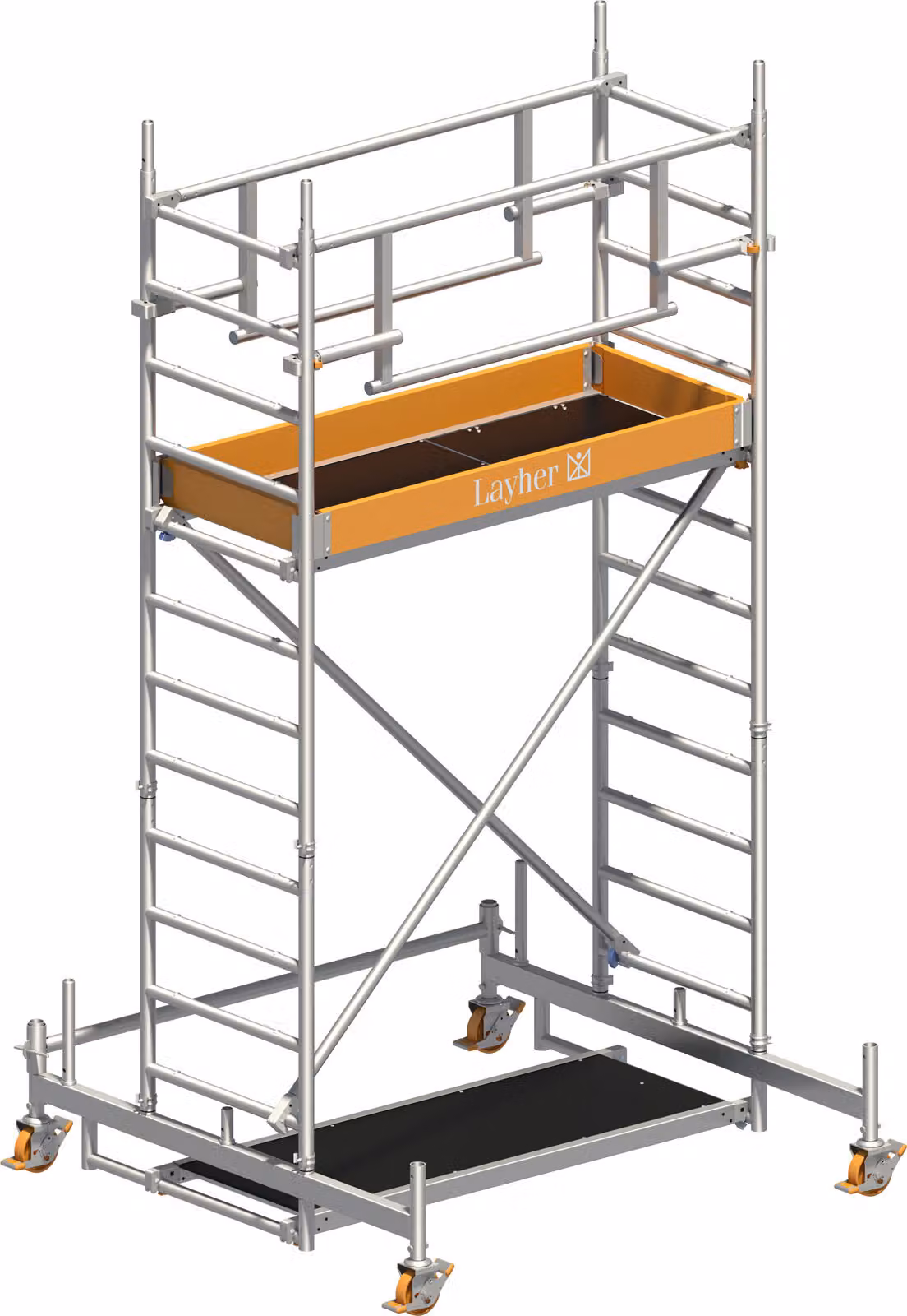 Ponteggio mobile Layher Uni Leicht P2 Safety Plus con doppia ringhiera 4,26 m AH