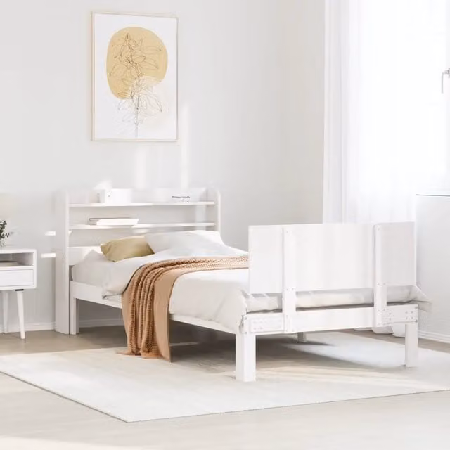 Letto con testiera e doghe in legno di pino bianco vidaXL 90x200 cm