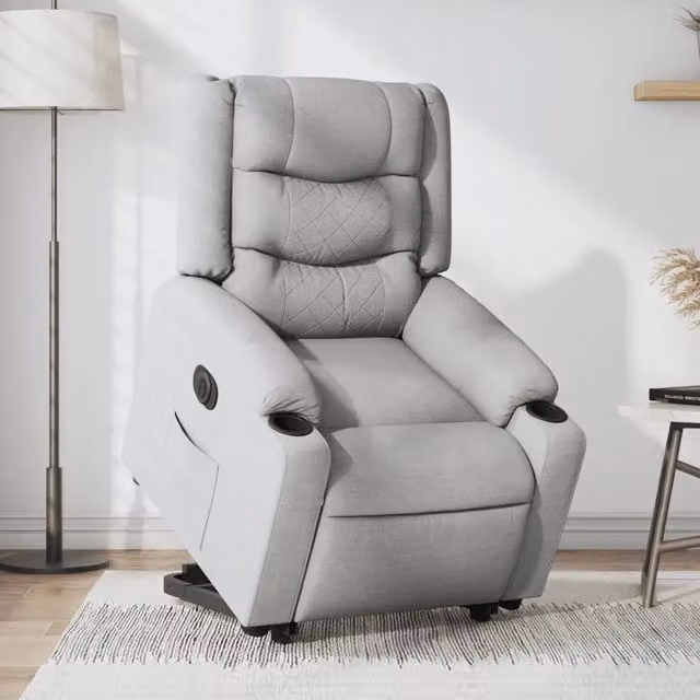 Poltrona Reclinante Alzapersona Elettrica vidaXL Grigio con Braccioli e Funzione Auto-Return