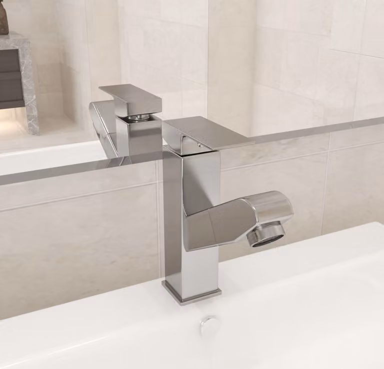 Miscelatore per lavabo The Living Store con doccetta estraibile, argento, 157x172 mm