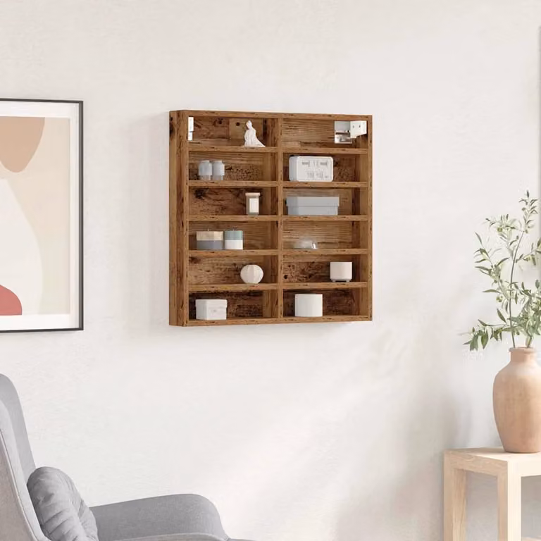 Vetrina a parete vidaXL in legno vecchio marrone, L 60 cm x P 8,5 cm x H 58 cm
