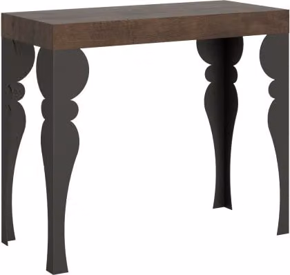 Consolle allungabile Itamoby Paxon Premium con telaio antracite e finitura noce, L: 90 cm, P: 40 cm, estensibile fino a 300 cm