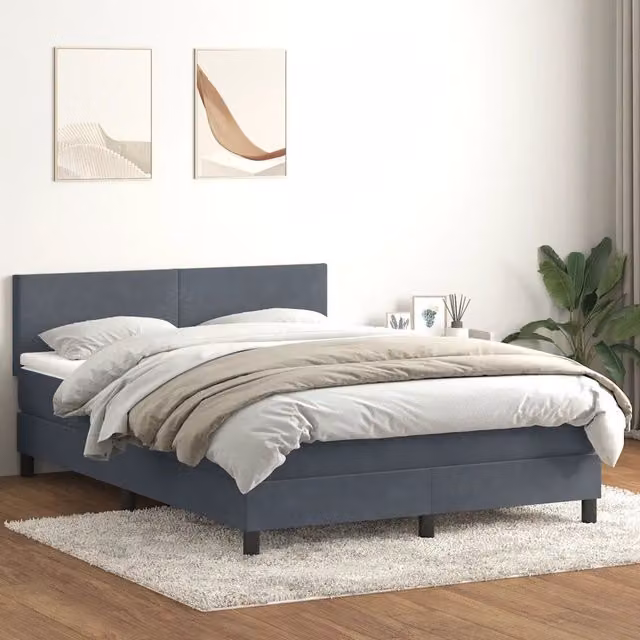 Letto a Molle con Materasso e LED Grigio Scuro 160x210 cm 3316696