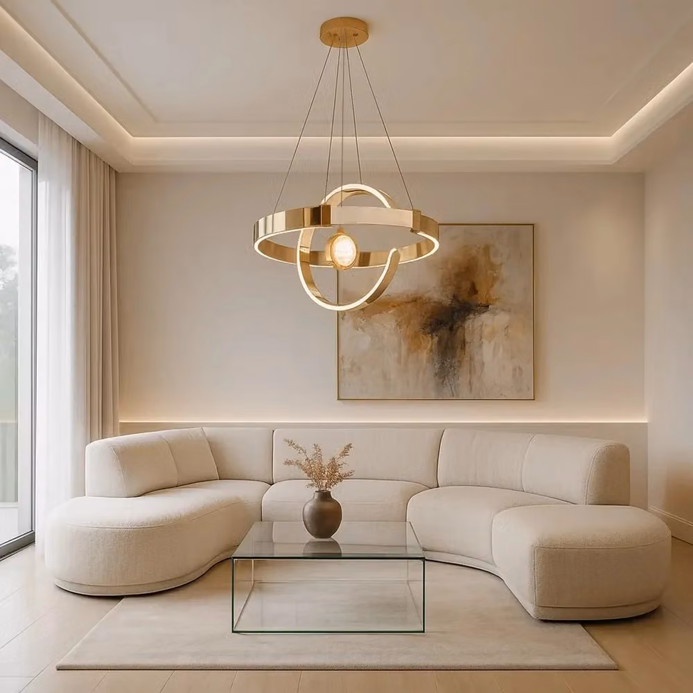 Lampada a soffitto LED Toolight Lhj060-cp in metallo color oro/ottone per bagno, design moderno ad anello – 2