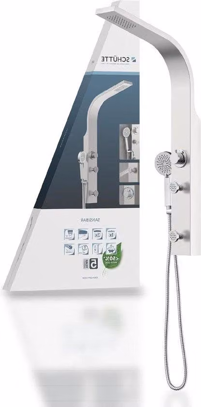 Pannello doccia Famanu in acciaio inossidabile - Doccia a pioggia e doccetta manuale - Set doccia completo