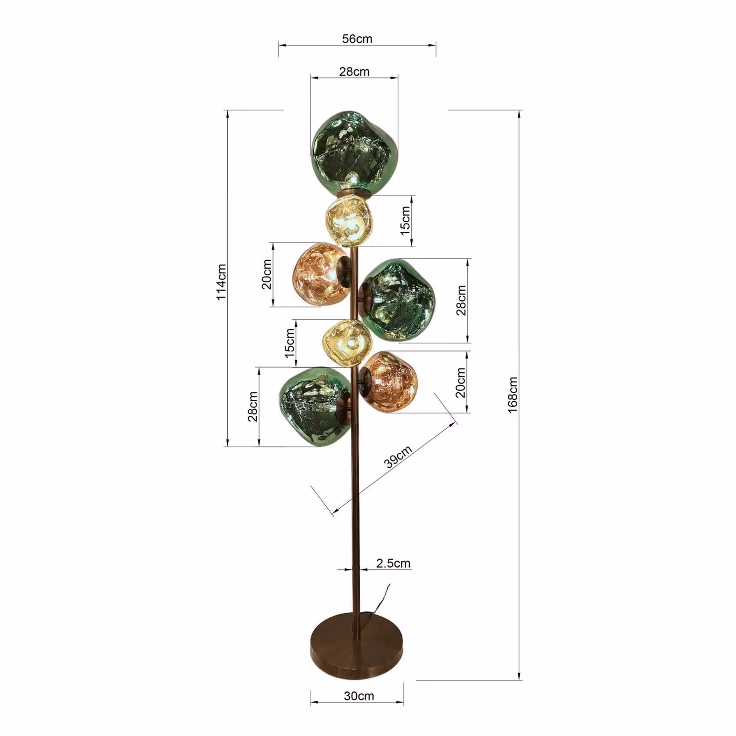 KARE Lampada da terra Burbuja, Multicolore, Soggiorno / Sala da pranzo, Vetro, Moderno, Lampada da terra