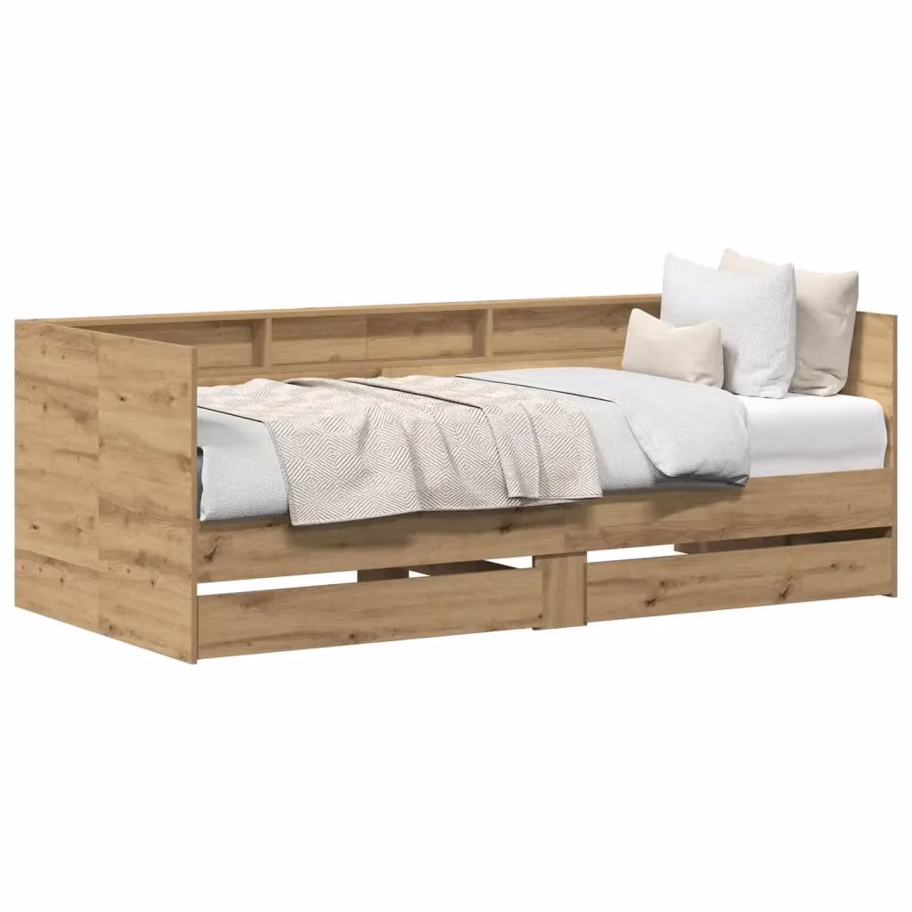 Daybed vidaXL in legno ingegnerizzato color rovere, stile rustico con cassetti, L/P/H: 190 x 90 x 73 cm – 2