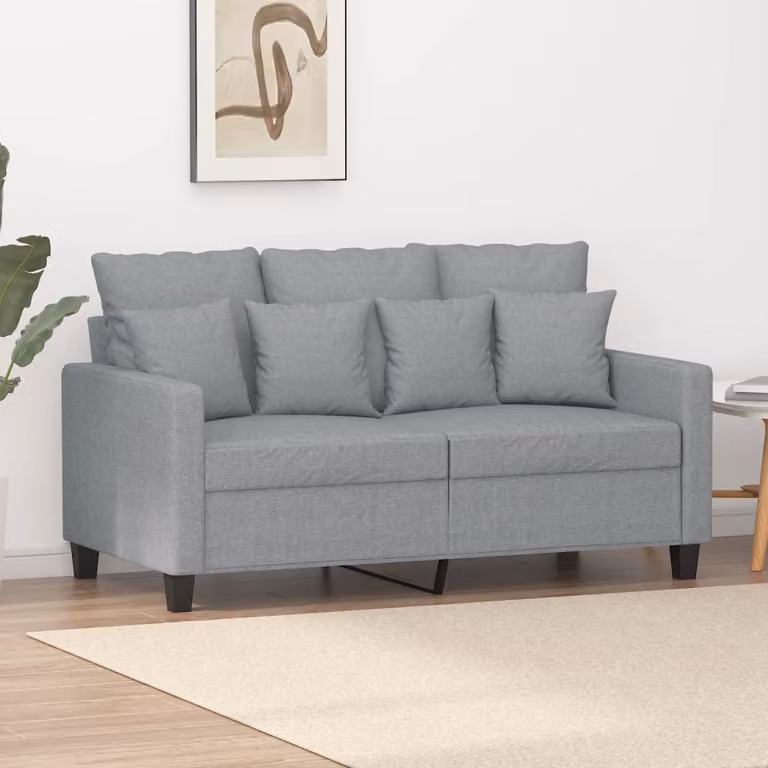 Divano a due posti, colore grigio chiaro, 120 cm, rivestito in tessuto