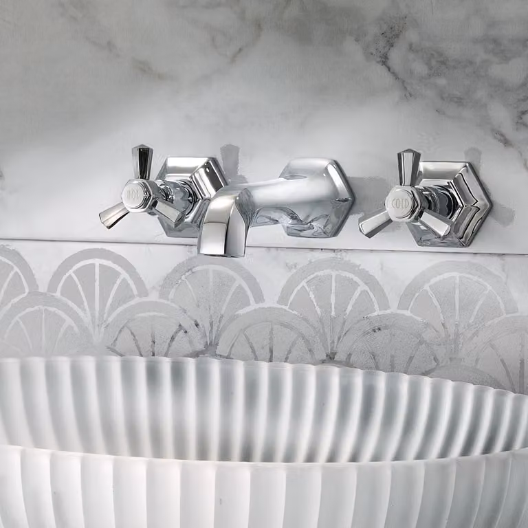 Rubinetto Miscelatore per Lavabo a 3 Fori a Parete - Cromato - Earlham