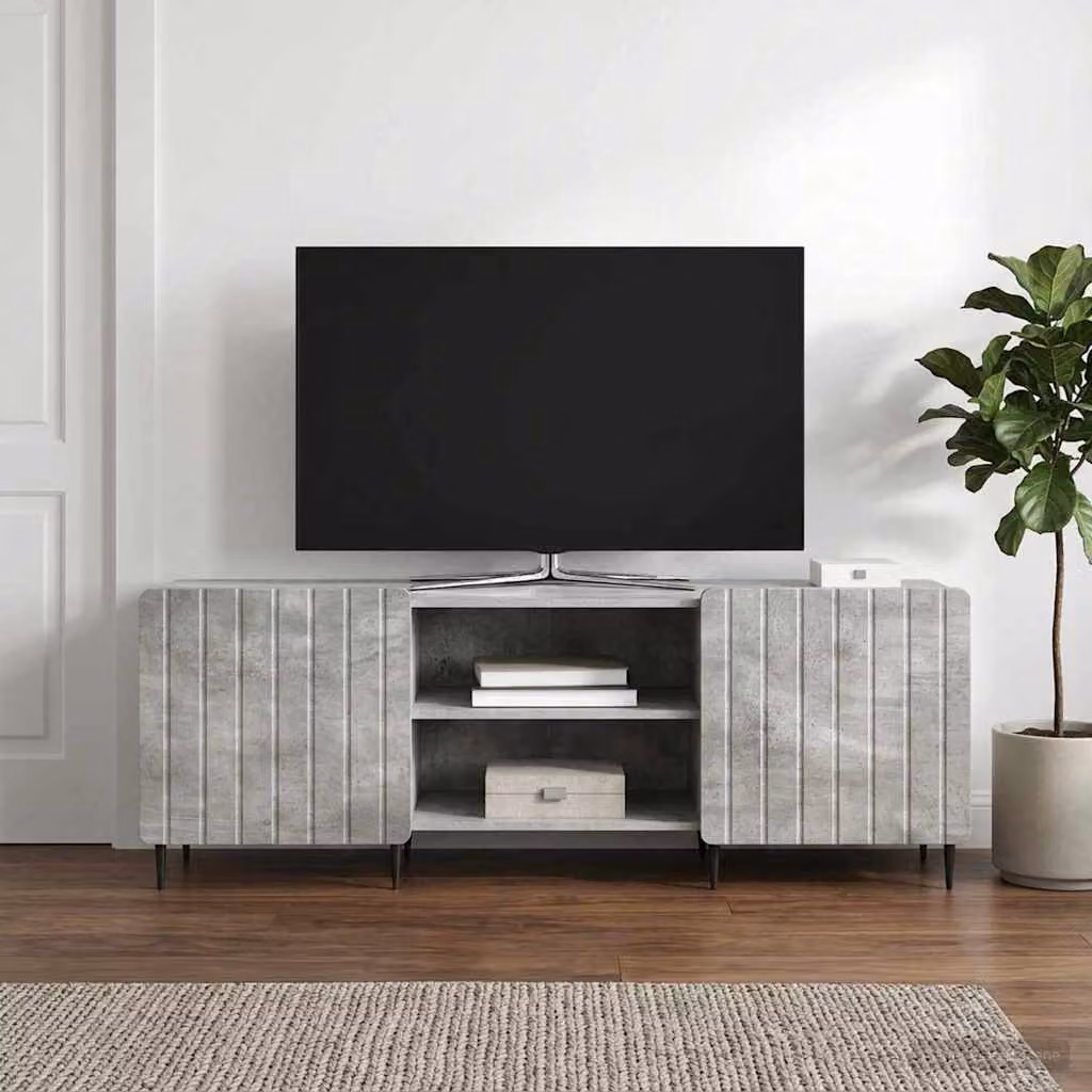 Mobile TV vidaXL moderno in legno e metallo grigio L: 150 cm, P: 31 cm, H: 52 cm