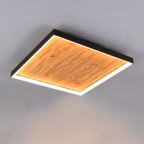 Plafoniera LED, interruttore-dimmer, legno, L 45 cm