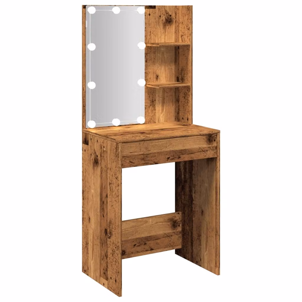 Toeletta con LED Legno Antico 60x40x140 cm