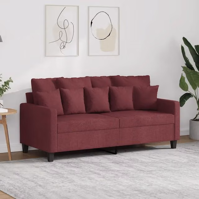 Divano a 2 Posti-Sofa 2 Posti Rosso Vino 140 cm in Tessuto 283519