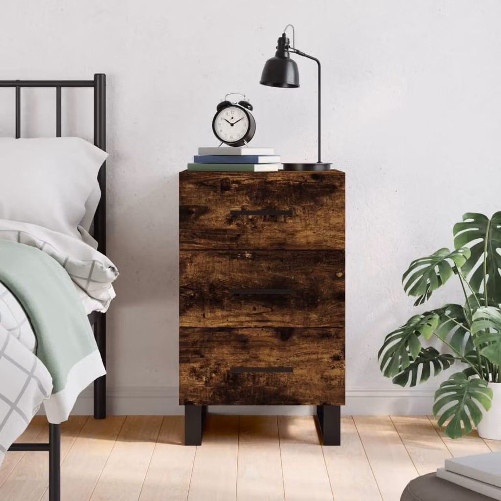 Comodino sospeso vidaXL in legno Rovere Fumo, L/P/H: 40 x 40 x 66 cm