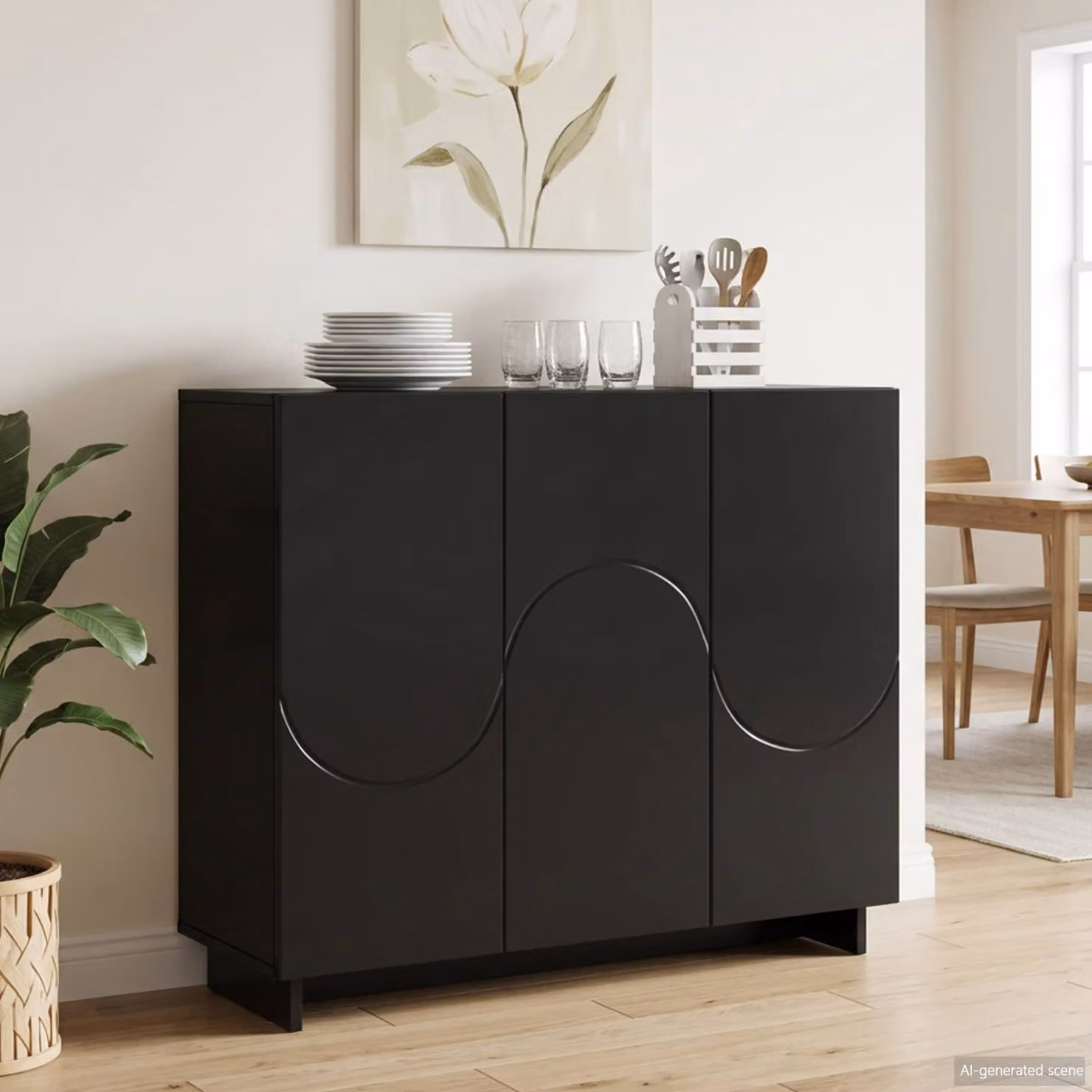 Credenza moderna vidaXL in legno ingegnerizzato nero L: 85,5 cm, P: 31 cm, H: 75 cm