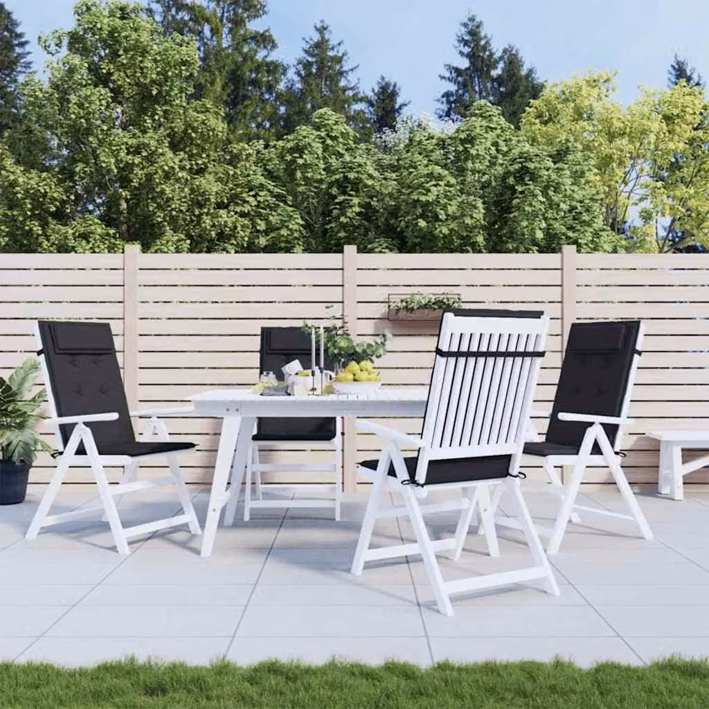 Set di 4 cuscini per sedia con schienale alto vidaXL in tessuto Oxford nero, traspiranti e idrorepellenti con imbottitura in schiuma