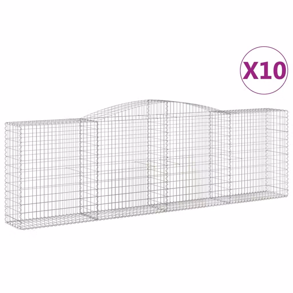 Cesti Gabbioni ad Arco 10 pz 400x50x120/140 cm Ferro Zincato