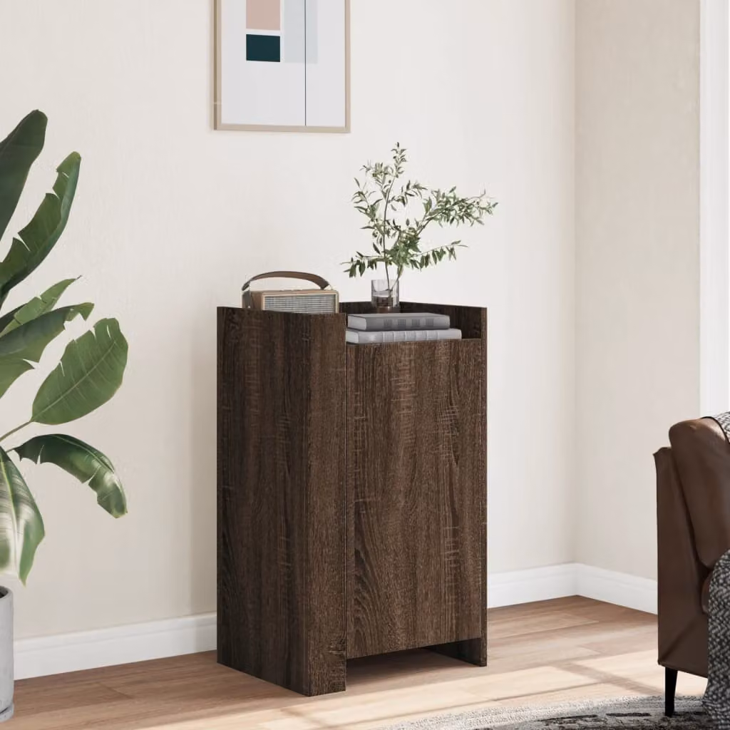 Credenza vidaXL in legno multistrato e MDF color rovere marrone, stile minimalista, L 45 cm x P 35 cm x H 75 cm