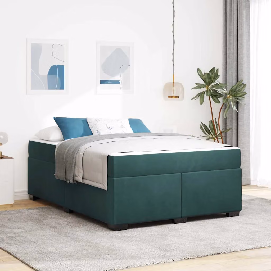 Struttura del letto moderna vidaXL in tessuto verde con legno ingegnerizzato L/P/H: 140 x 200 x 66 cm – 1