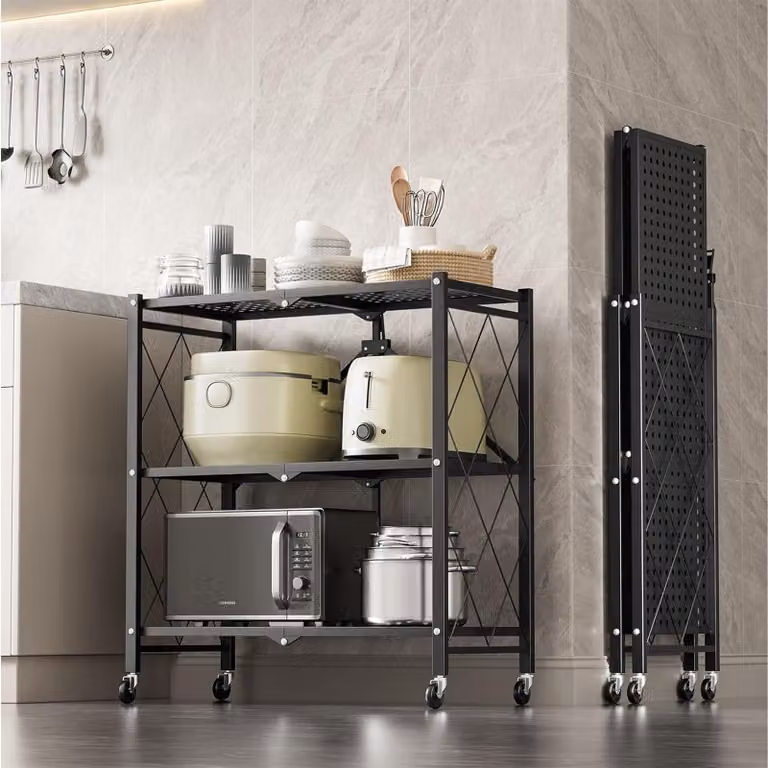 Scaffale metallico a 3 ripiani con ruote, ideale per la cucina