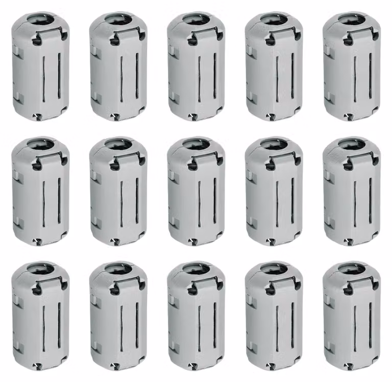 Anelli filtranti in ferrite, 15 pezzi, 9 mm, clip per la protezione dalle interferenze elettromagnetiche, colore grigio