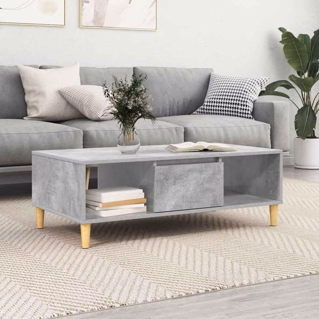 Maison Exclusive - Tavolino da caffè grigio cemento, dimensioni 102 x 55 x 35 cm, realizzato in materiale composito di legno