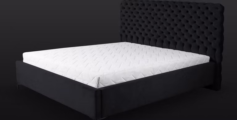 Schwarzes Chesterfield Bett Klassisches Schlafzimmermöbel Design Stoff