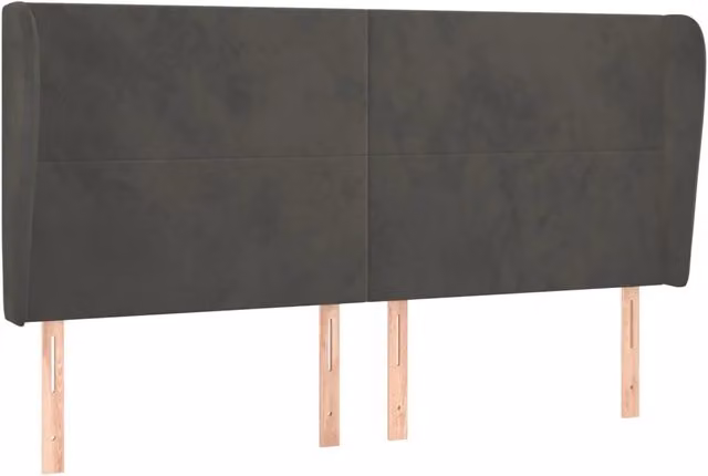 Testata ad orecchio in velluto grigio scuro L: 163 cm, P: 23 cm, H: 118/128 cm – 1