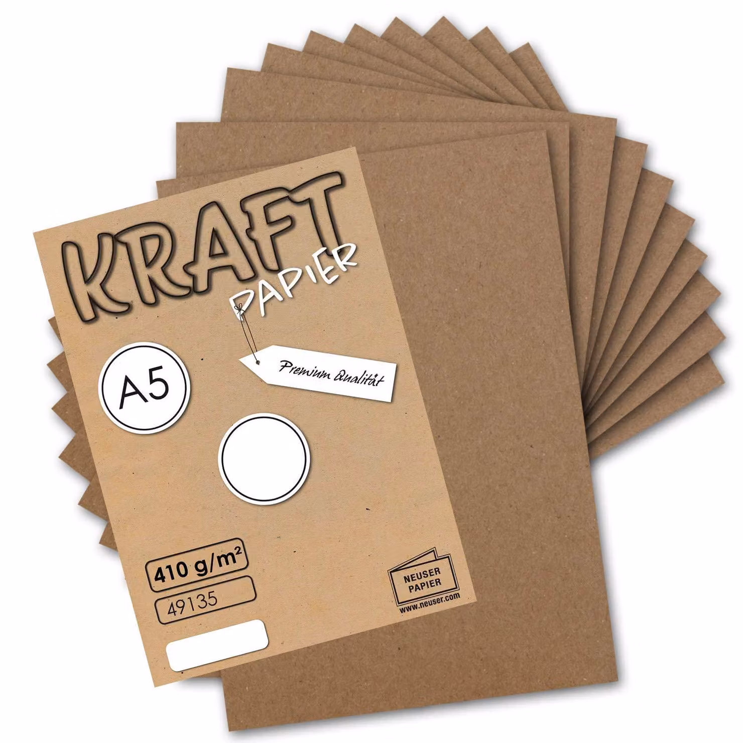 Carta kraft DIN A5, 410 g/m², 100 fogli, color naturale, riciclata