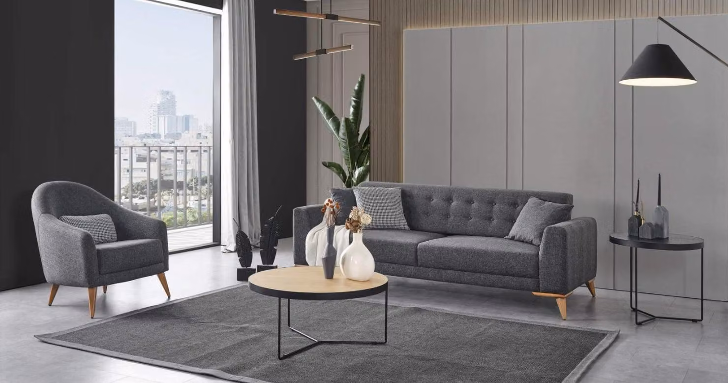 Designer Wohnzimmer set 2tlg. Dreisitzer Sofa Sessel 3+1 Couchen Sofas