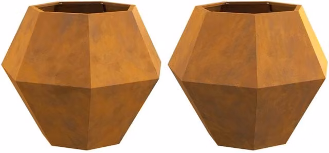 Set di 2 fioriere rettangolari da esterno 75 x 75 x 60 cm in acciaio arrugginito 02_0053117