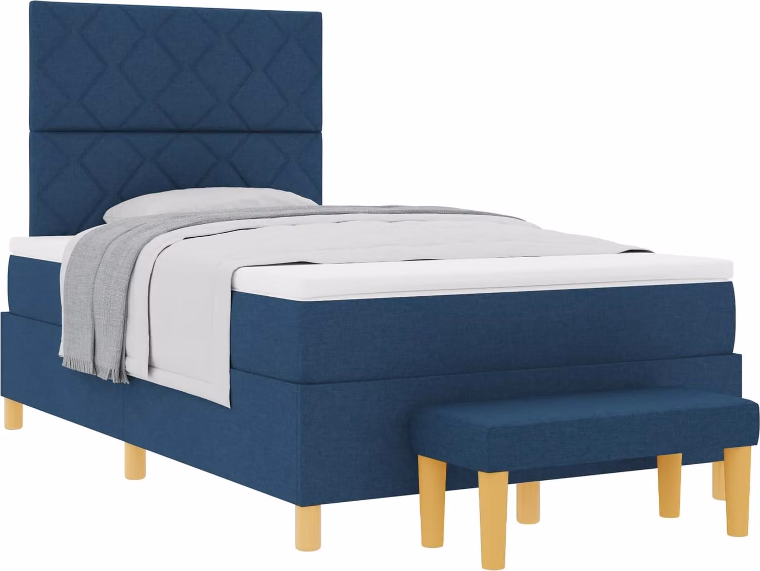 Letto a molle con cuscino con testiera Blu 190 x 120 cm Tessuto
