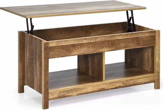 Tavolino da caffè moderno DESIGN IN con superficie estraibile e meccanismo sollevabile in legno marrone