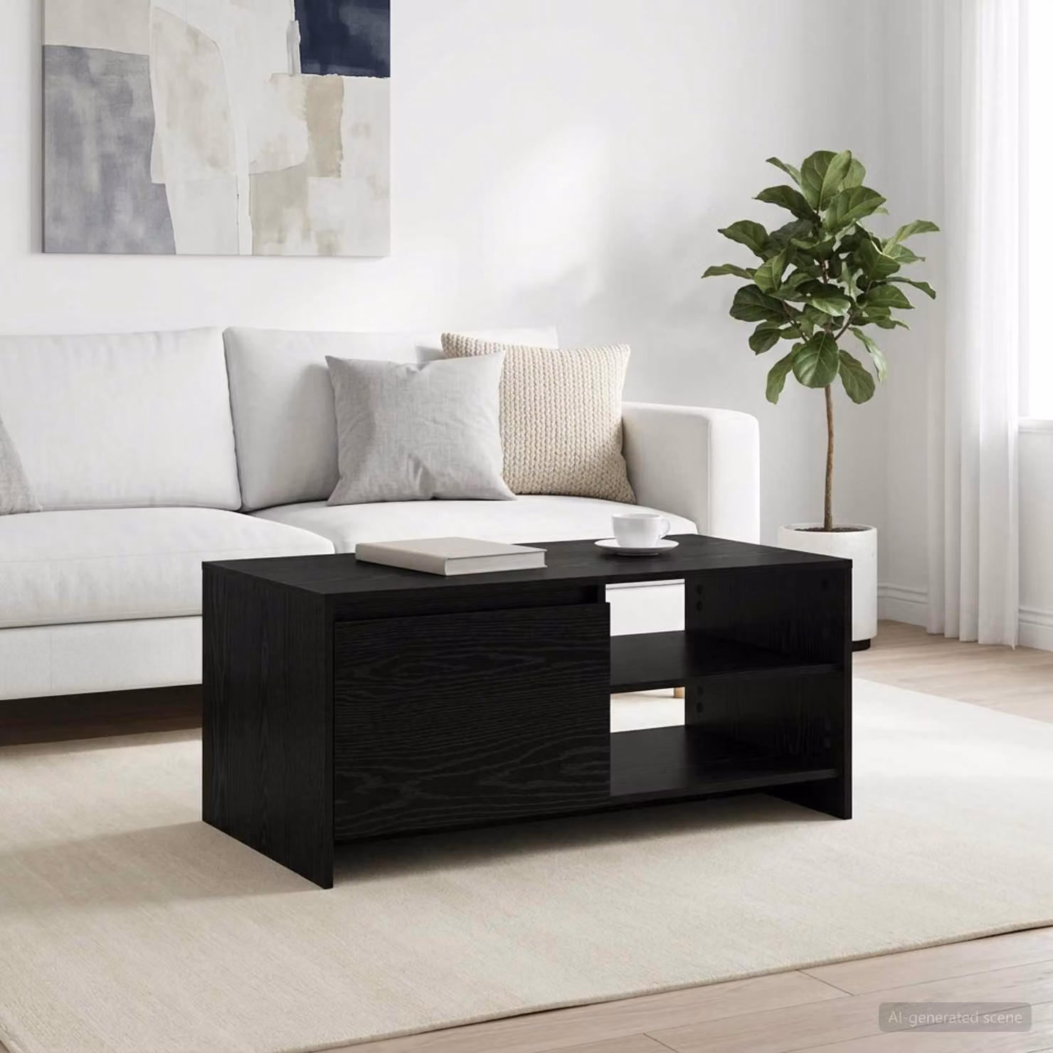 vidaXL Tavolino da salotto moderno in legno Rovere e Nero L: 102 cm, P: 50 cm, H: 45 cm