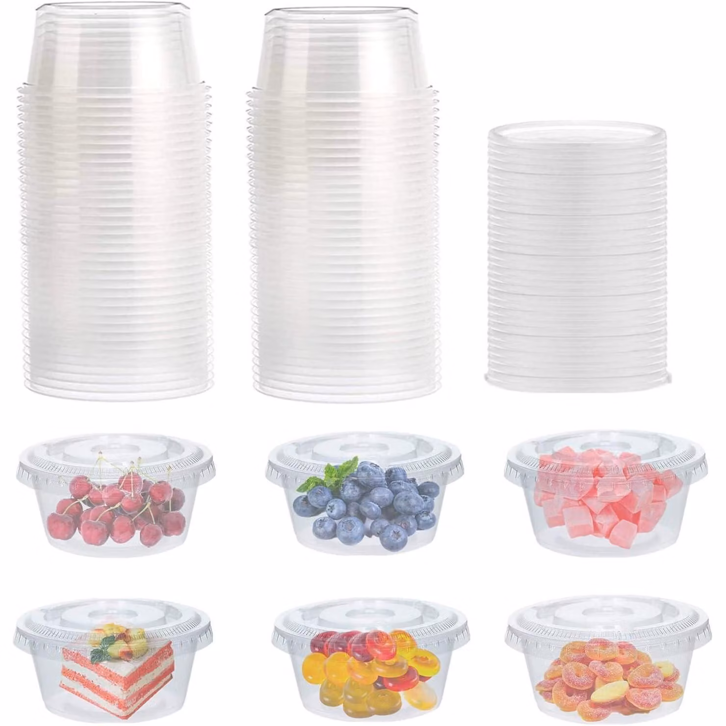 Contenitori ermetici con coperchio, capacità 150 ml, confezione da 50 pezzi. Resistenti alle perdite, adatti al microonde, trasparenti