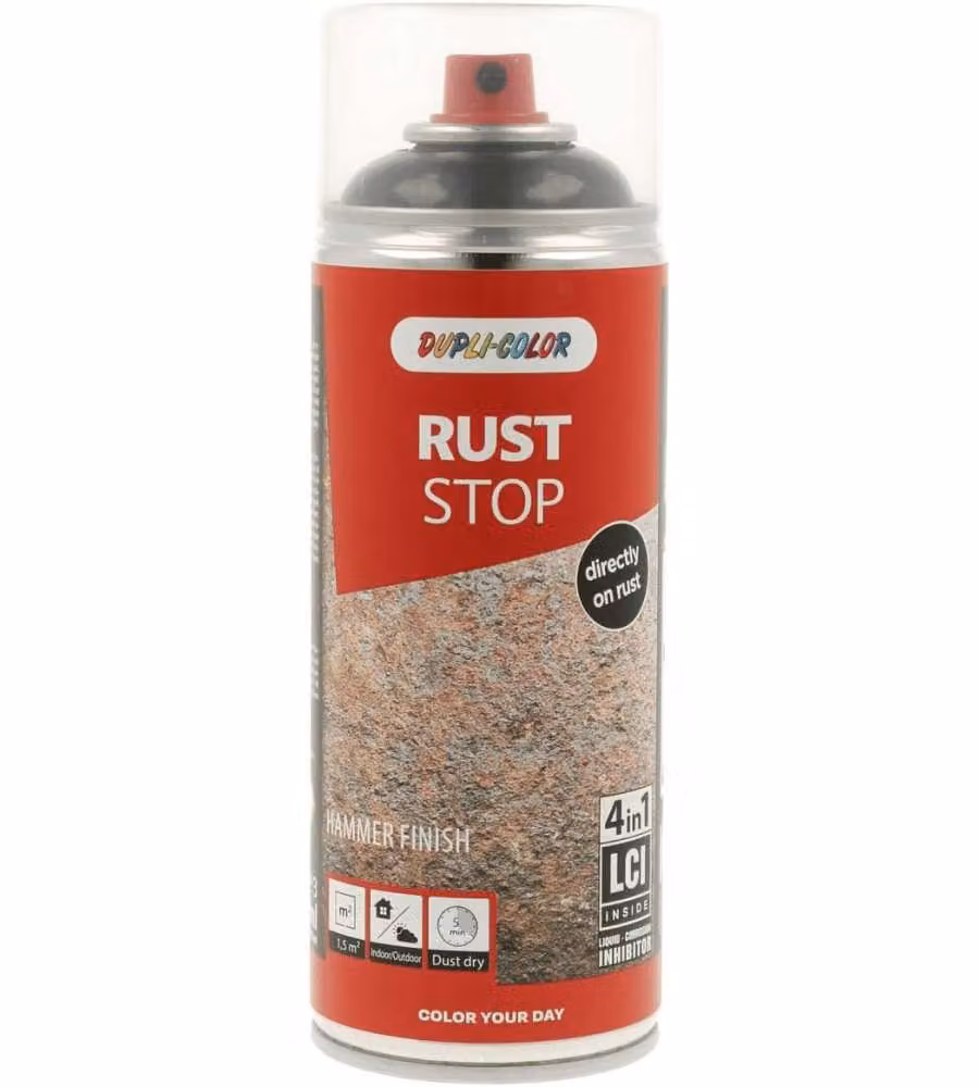 DUPLI-COLOR RUST STOP Martellato Antracite 400 ml Antiruggine Asciugatura Rapida
