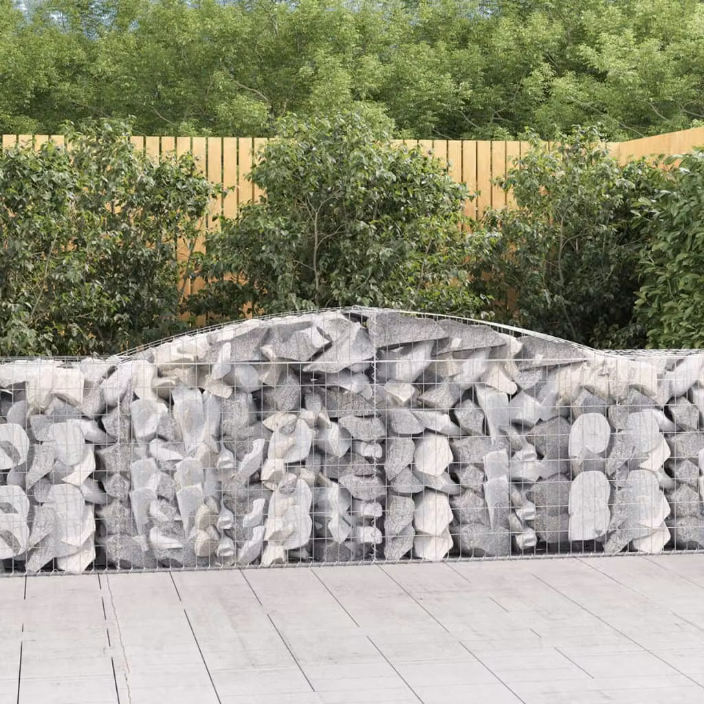 Set di 4 Cesti Gabbioni ad Arco vidaXL in Acciaio Zincato Grigio L: 400 cm, P: 50 cm, H: 80/100 cm