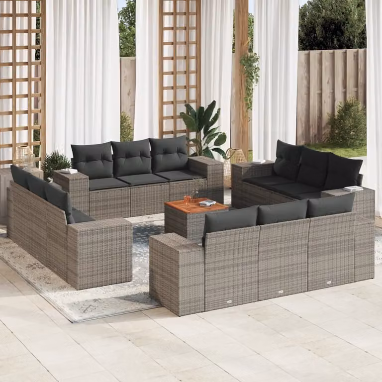Maison Exclusive - Set Divani da Giardino 13 pz con Cuscini Grigio in Polyrattan